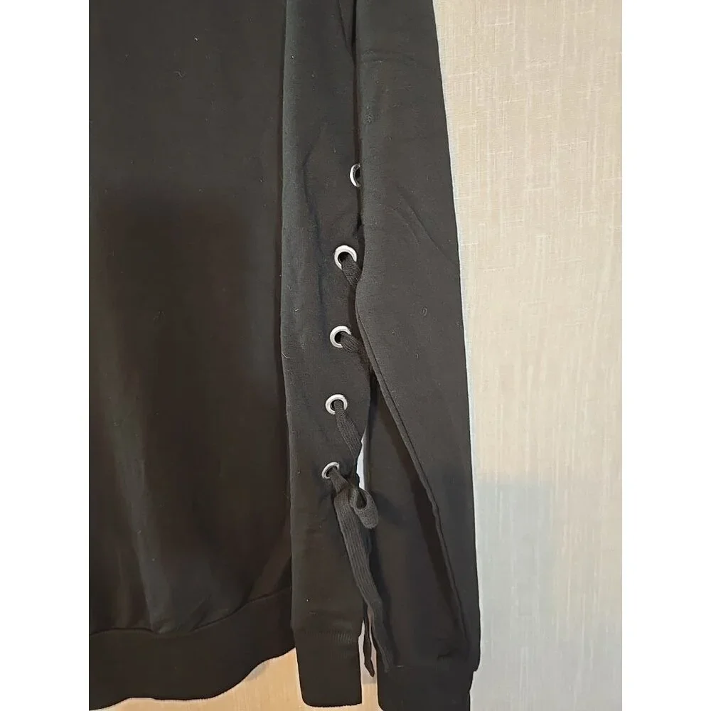 bobi zip front jacket‎ Black Lace up sides Stretch Long Sleeve Size S New